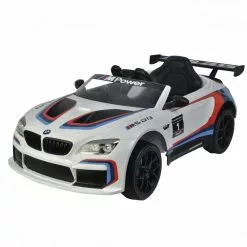 Legepladser Netbutik -Legepladser Netbutik elbil bmw m6gt3 licens nordic play speed 12v hvid med eva hjul og laedersaede 805 769 1