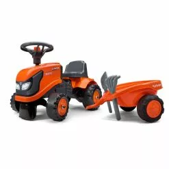 FALK Baby Kubota Ride-on Traktor Med Trailer, Rive Og Skovl -Legepladser Netbutik falk baby kubota ride on traktor med trailer rive og skovl 7