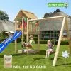 Jungle Gym Cabin Legetårn Komplet Inkl. Swing Module Xtra, 120 Kg Sand Og Blå Rutschebane - 804-283SXSB -Legepladser Netbutik jungle gym cabin legetarn komplet inkl swing module xtra 120 kg sand og bla rutschebane 804 283sxsb