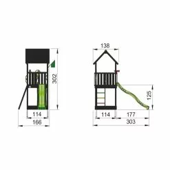 Jungle Gym Club Legetårn Komplet Inkl. Rutschebane, Grundmalet Sort - 806-284