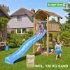 Jungle Gym Cottage Legetårn Komplet, Inkl. 120 Kg Sand Og Blå Rutschebane - 804-270SAB