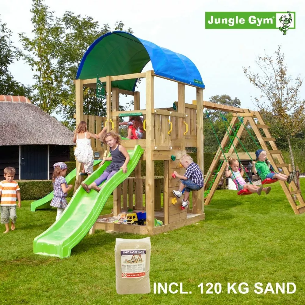 Jungle Gym Farm Legetårn Komplet Inkl. Climb Module Xtra, 120 Kg Sand Og Grøn Rutschebane - 804-272CXSG 3 Jungle Gym Farm Legetårn Komplet Inkl. Climb Module Xtra, 120 Kg Sand Og Grøn Rutschebane - 804-272CXSG