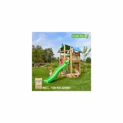 Jungle Gym Fort Legetårn Komplet, Inkl. 120 Kg Sand Og Grøn Rutschebane - 804-275SG
