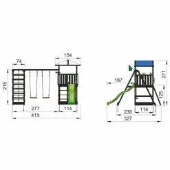 Jungle Gym Hut Legetårn Komplet Inkl. Climb Module Xtra Og Rutschebane, Grundmalet Sort - 806-282CX