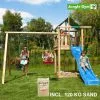 Jungle Gym Lodge Legetårn Komplet Inkl. Swing Module Xtra, 120 Kg Sand Og Blå Rutschebane - 804-274SXSB -Legepladser Netbutik jungle gym lodge legetarn komplet inkl swing module xtra 120 kg sand og bla rutschebane 804 274sxsb