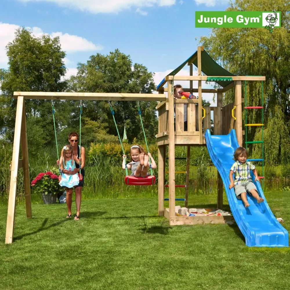 Jungle Gym Lodge Legetårn Komplet Inkl. Swing Module Xtra Ekskl. Rutschebane - 804-274SB 3 Jungle Gym Lodge Legetårn Komplet Inkl. Swing Module Xtra Ekskl. Rutschebane - 804-274SB