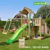 Jungle Gym Mansion Legetårn Komplet Inkl. Climb Module Xtra, 120 Kg Sand Og Grøn Rutschebane - 804-267CXSG