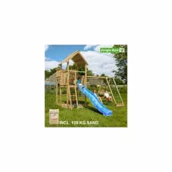 Jungle Gym Palace Legetårn Komplet Inkl. Climb Module Xtra, 120 Kg Sand Og Blå Rutschebane - 804-276CXSB