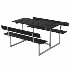 Plus A/S Plus Basic Børnesæt Bord-bænkesæt M/2 Ryglæn Sort 185802-15
