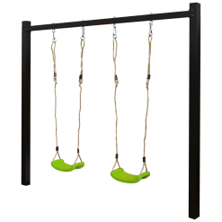 Plus A/S Plus Gyngestativ I Stål - Pulverlakeret Sort - Inkl. Grønne Gyngesæder - 185231-15