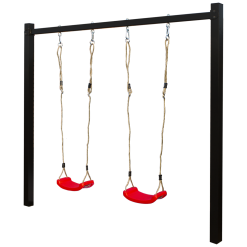 Plus A/S Plus Gyngestativ I Stål - Pulverlakeret Sort - Inkl. Røde Gyngesæder - 185232-15