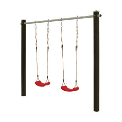 Plus A/S Plus Gyngestativ Med Ståloverligger Og Røde Gyngesæder - 264×9×210 Cm - 185202-15