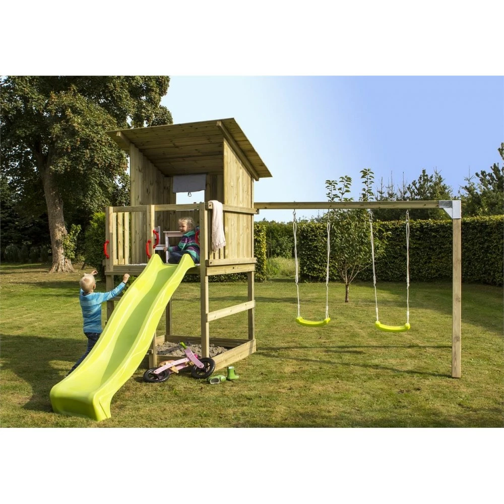 Plus A/S Plus Play Legetårn M/skråt Tag Trykimprægneret Inkl. Gyngestativ Grøn Rutsjebane Og Gyngesæder 185280-2 3 Plus A/S Plus Play Legetårn M/skråt Tag Trykimprægneret Inkl. Gyngestativ Grøn Rutsjebane Og Gyngesæder 185280-2
