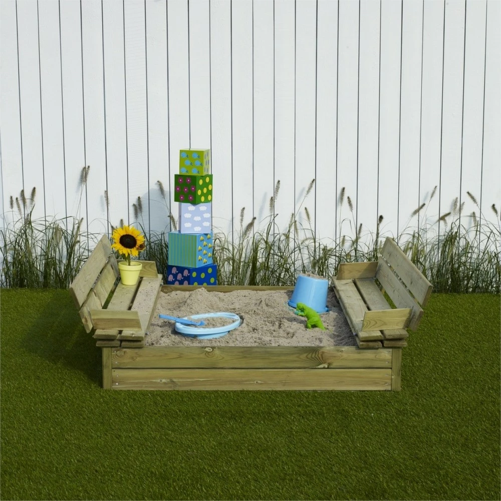 Plus A/S Plus Sandkasse M/ryglæn 120x120cm 4 Plus A/S Plus Sandkasse M/ryglæn 120x120cm - Billede 2