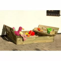 Plus A/S Plus Sandkasse M/ryglæn 120x120cm